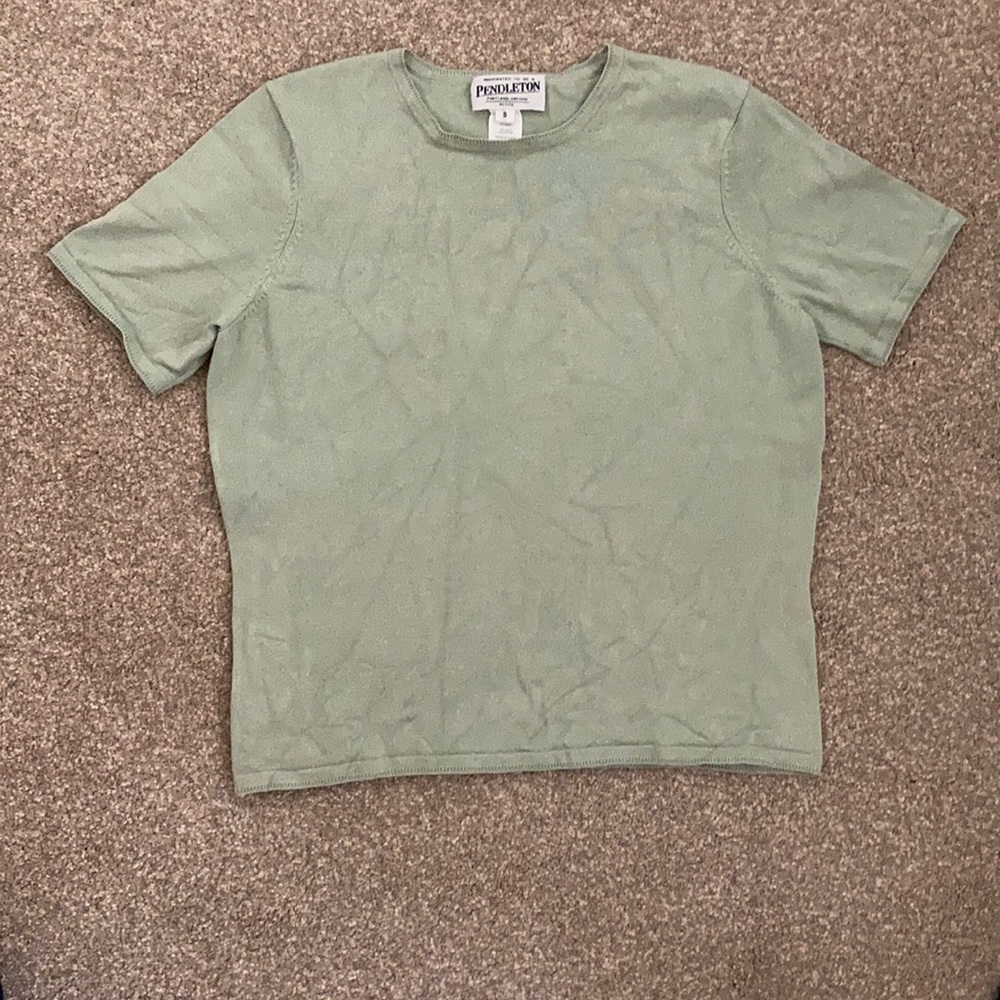 PENDLETON Silk Blend Army green Short Sleeve Top